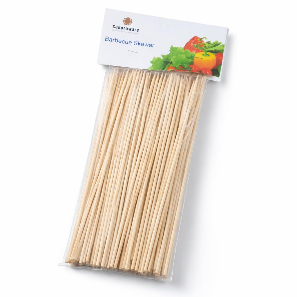 Sakoraware Natural Bamboo Wooden Skewers | BBQ Sticks Seekh (260 pcs) for Kabab Chicken Paneer Tikka Fruits Salad | Barbecue skewers for Oven Microwave Pan Gril