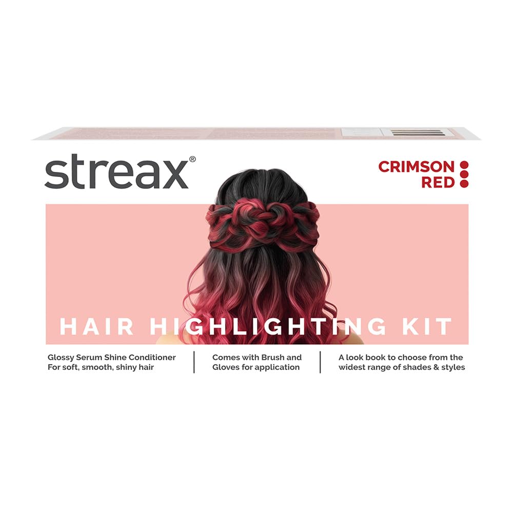 Streax Hair Colour Highlight Kit | Crimson Red - Pack of 1 | Enriched With Walnut & Argan Oil | For Women | Rich, Vibrant, Easy to Use, DIY Application 75 gm Pa