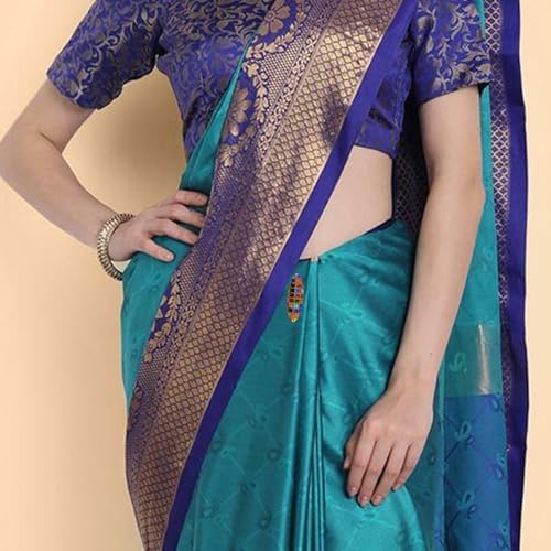 Handmade Multicolor Stones Saree Pin - Elegant Embroidery Work Safety Pin for Women