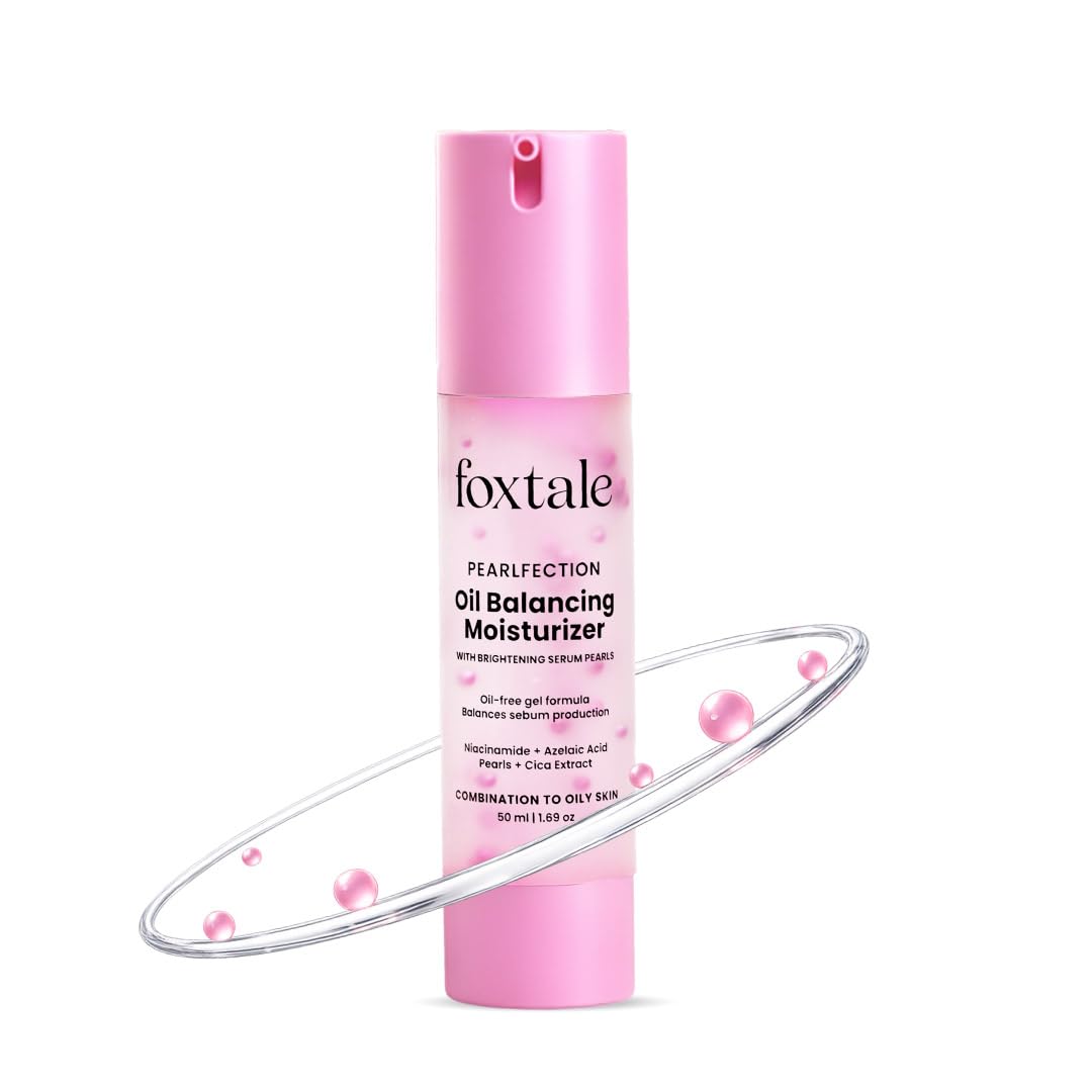 Foxtale Oil-Balancing Gel Face Moisturizer with Niacinamide & Cica | 8hr Oil-Free Glow | Lightweight & Non-Greasy | Reduces Acne & Calms Skin | For Oily & Acne-Prone Skin, 50 ml | Men & Women