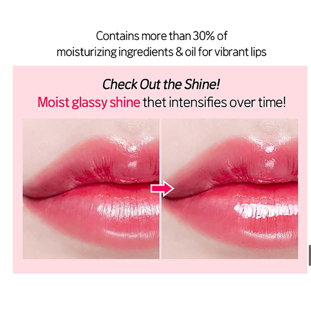 ETUDE Glow Fixing Tint for Plump & Fuller Lips| Non-Sticky, Moisturising, Vegan Gloss| Shade- 12 Cherry Sugar, 3.8g