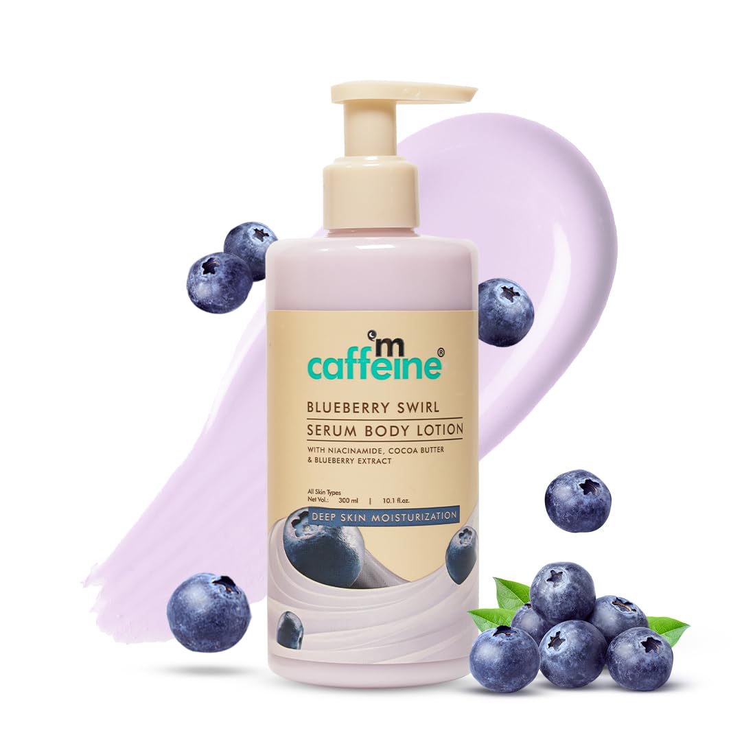 mcaffeine Blueberry Swirl Serum Body Lotion For Women And Men | Dry Skin | Lightweight Moisturizer, Non-Greasy & Non-Sticky | Body Lotion For Winter | Soft & Sm