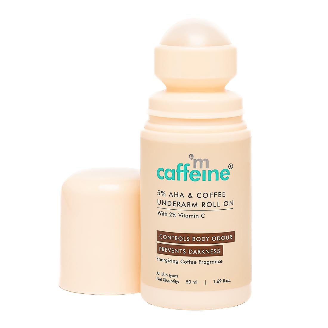 mcaffeine 5% Aha Underarm Roll On With Coffee,5% Lactic Acid&Mandelic Acid|48H Body Odour Control|Prevents Dark Underarms&Pigmentation,Kills Bacteria|Alcohol&Al