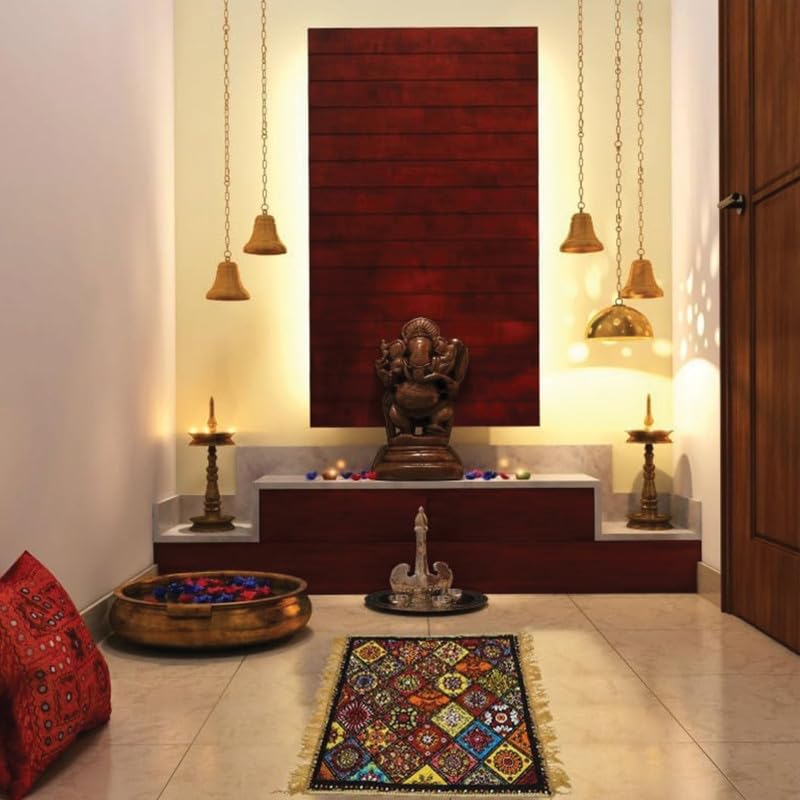Pooja Asan for Sitting (2 Pack) Asan for Pooja | aasan for mandir | Pooja Mat | Asan for Puja Meditation Sitting-60x60cm