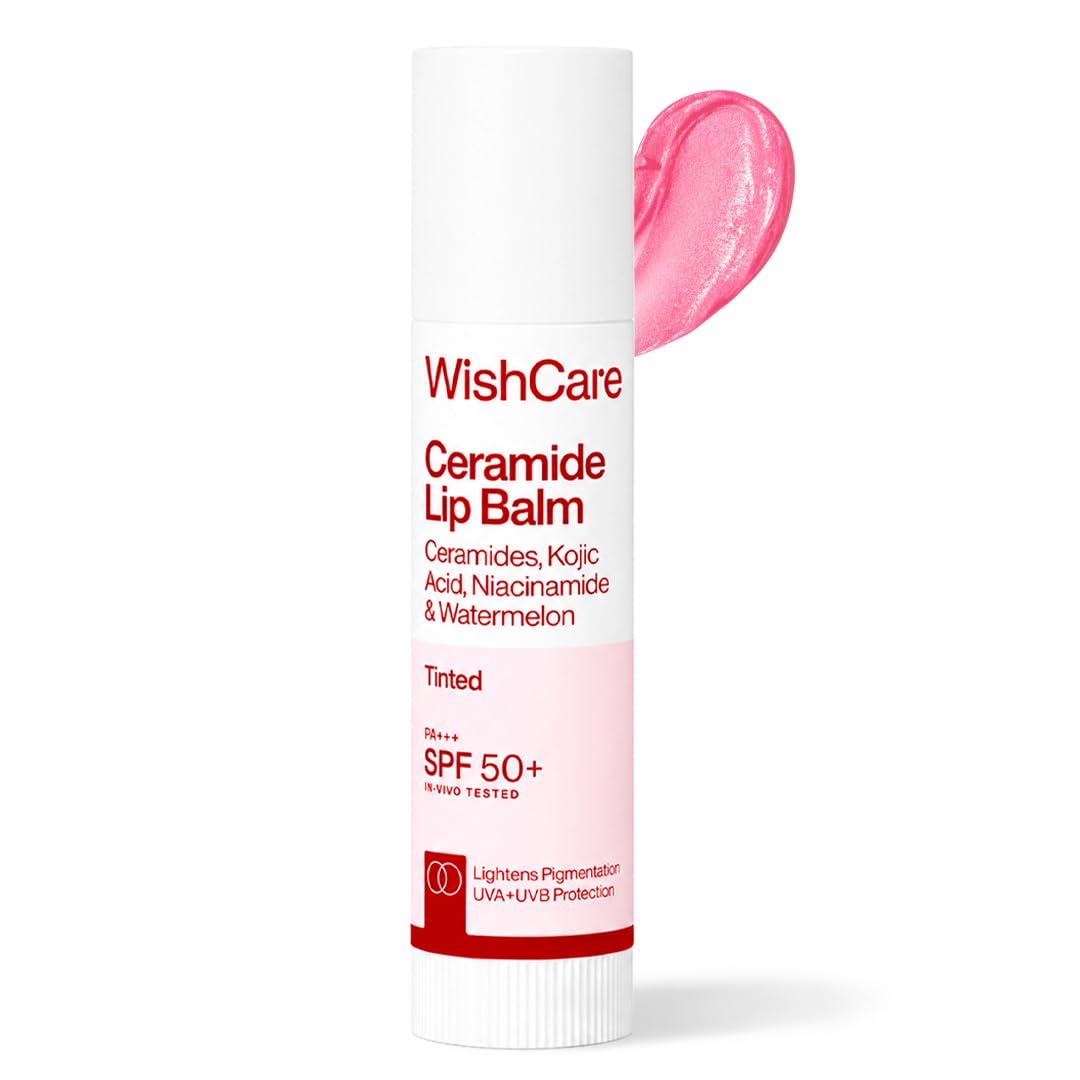 WishCare Tinted Lip Balm SPF 50 PA+++ | Brightening Lip Balm for Dark Lips | In-Vivo Tested | Kojic Acid & Niacinamide | For Women | 5g