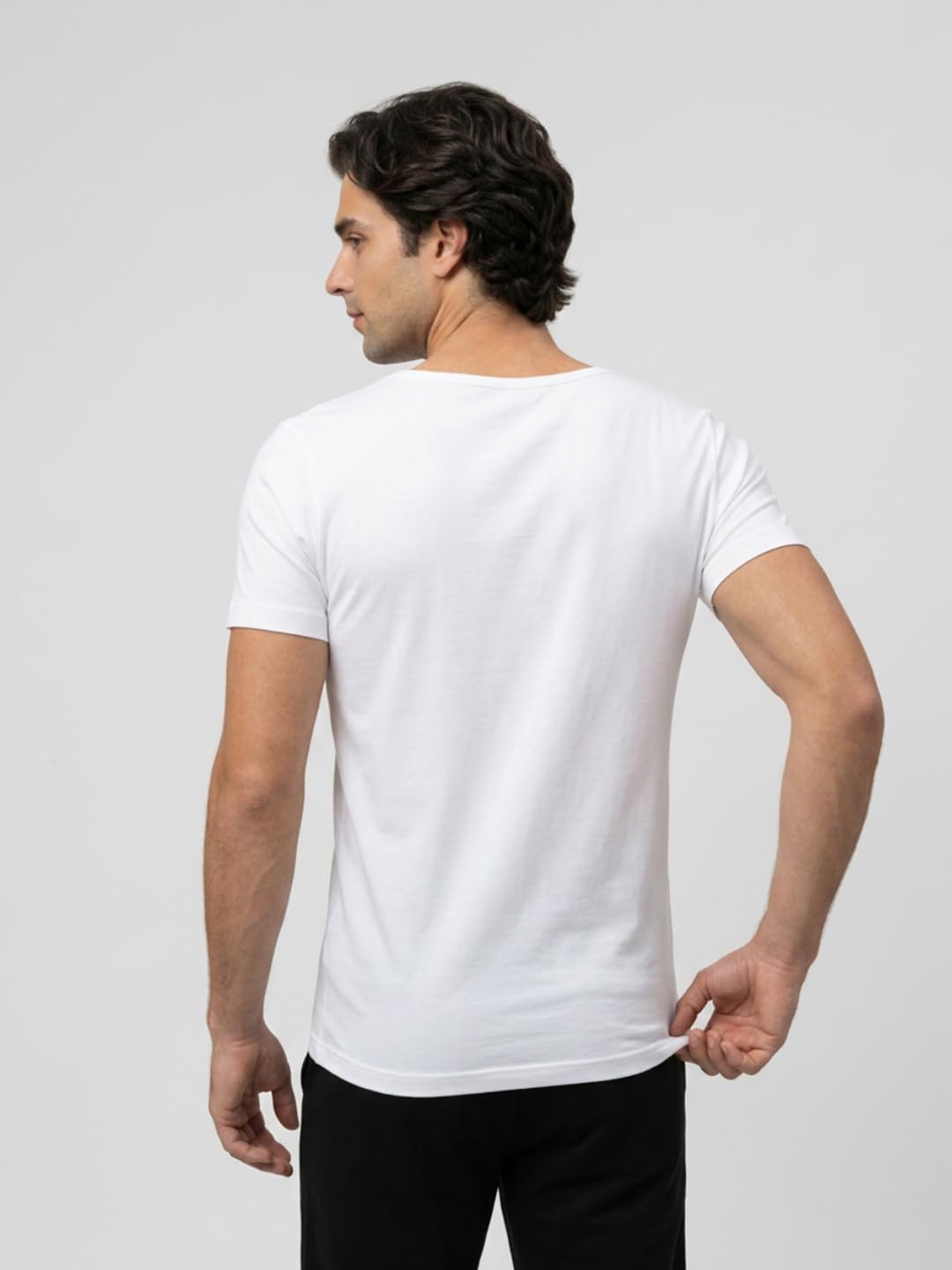 Park Avenue Men Regular Fit Solid Pattern Pure Cotton Half Sleeve Loungewear Vest L White