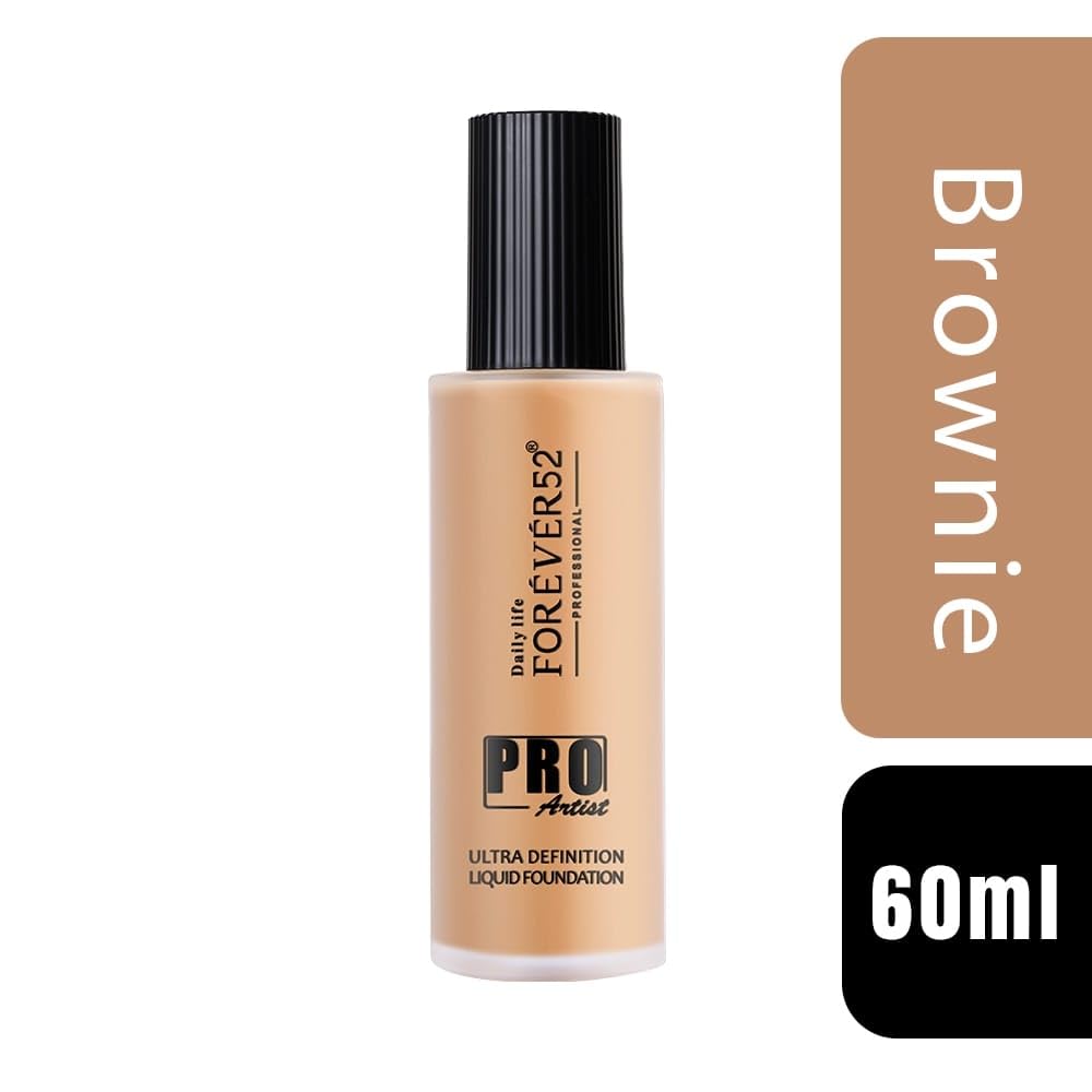 Forever52 Daily Life Pro Artist Ultra Definition Liquid Foundation For Normal Skin-60Ml(Brownie-12,Dark Skin Tone)Matte & Poreless Long-Lasting Full Coverage Foundation For Women