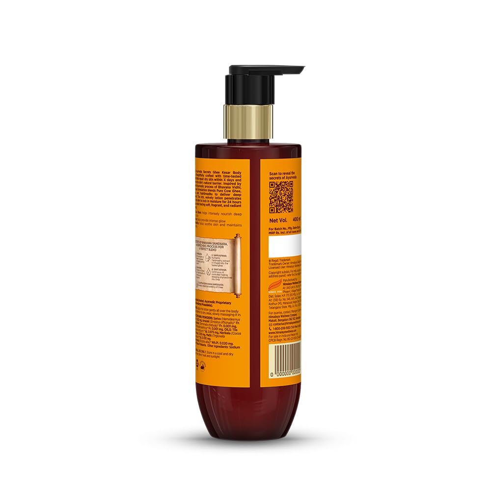 Ghee Kesar Moisturizing Body Lotion for Dry Skin | Himalaya Ayurveda Secrets | With pure cow ghee, kumkuma (saffron) | Paraben & Sulphate Free moisturizing loti