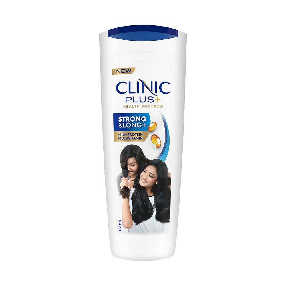 CLINIC PLUS Strong & Long Shampoo, 355 ml, for Nourished and Healthy Hair, with Milk Proteins & Multivitamins, Strengthening Formula for Hair Growth, Suitable f