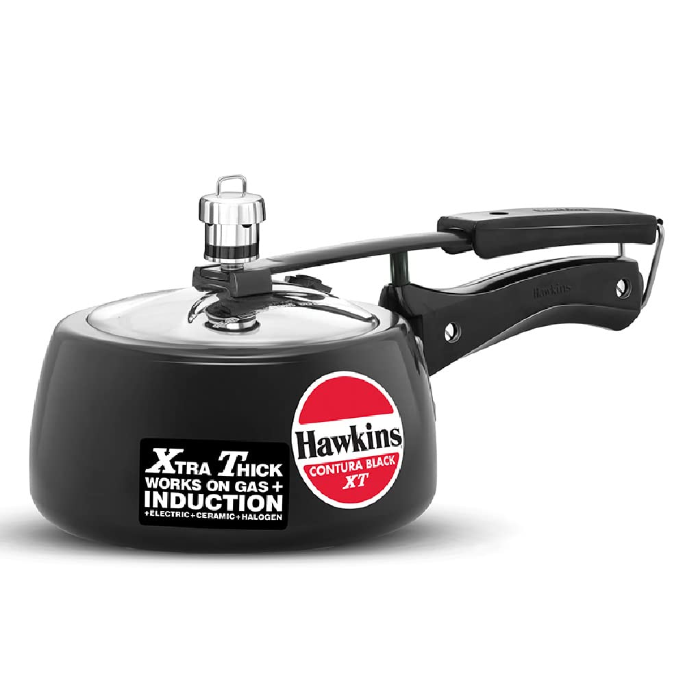 Hawkins 1.5 Litre Contura Black XT Pressure Cooker, Small Induction Cooker, Extra Thick Handi Cooker, Black (CXT15) 1.5 Litres