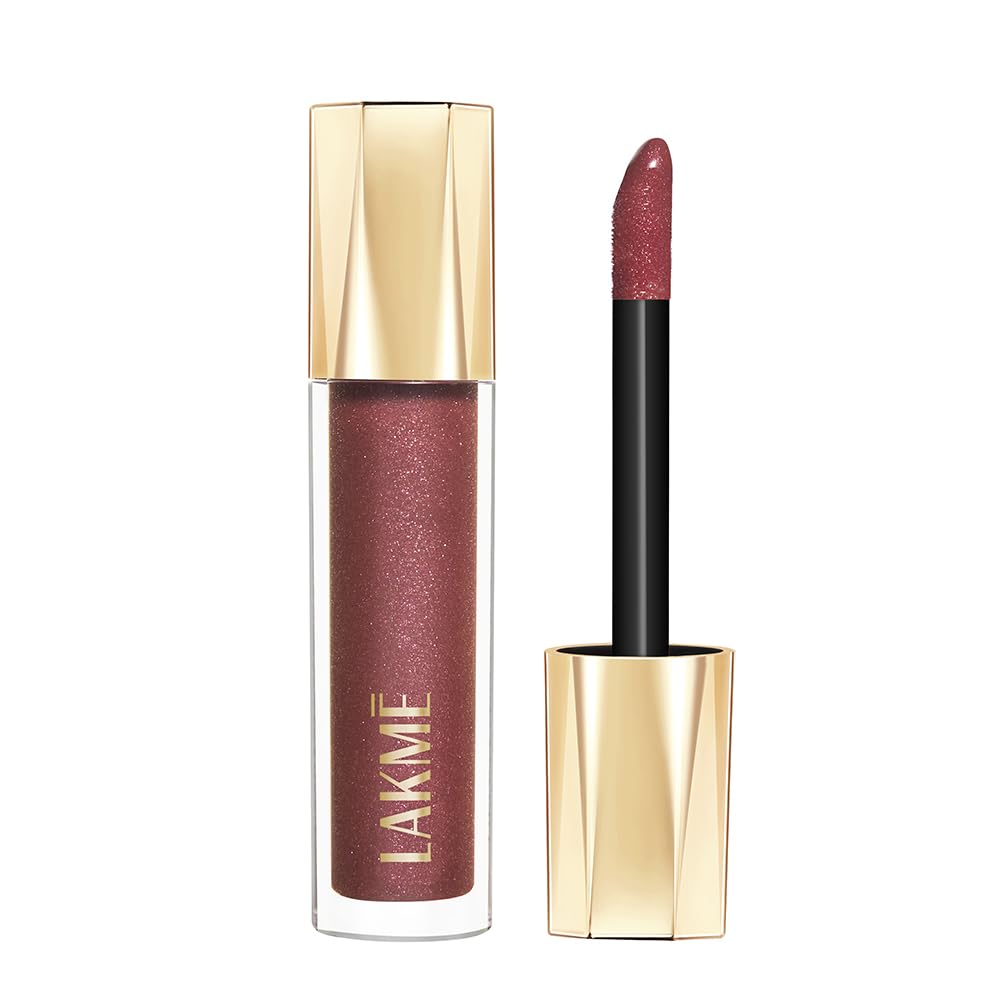 Lakme Glitterati Lip Glaze, for Plump and Shiny Lips, with Vegan Collagen and Crystal Technology, Non-Sticky Formula, Glitter Infused, Delicious Coconut-Vanilla
