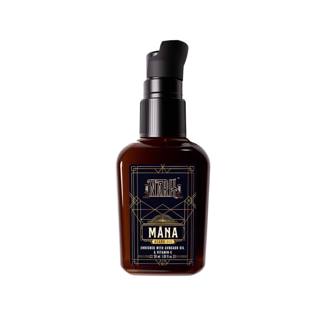 NARH MANA | Premium Beard Oil | All-Natural Grooming Oil with Oud Fragrance | Non-Sticky, Hydrating, Beard Nourishing Formula | Enriched with Jojoba, Avocado Oi