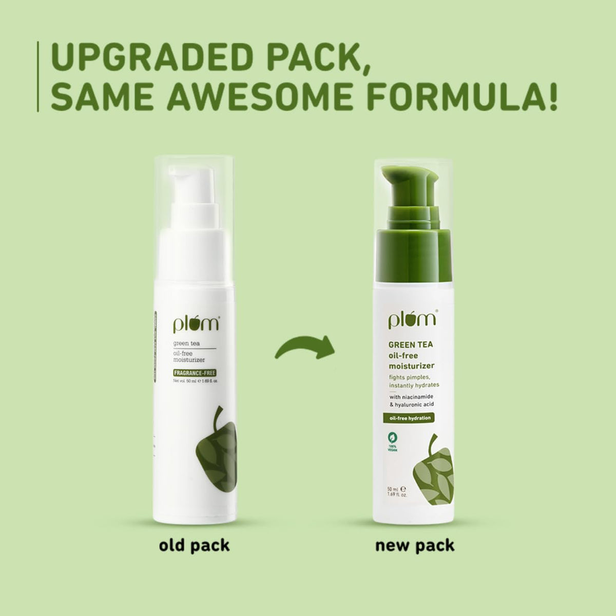 Plum Green Tea Oil-Free Face Moisturizer | With Niacinamide & Hyaluronic Acid | Fights Pimples & Hydrates | Fades Blemishes & Brightens Skin | Non-Sticky & Long
