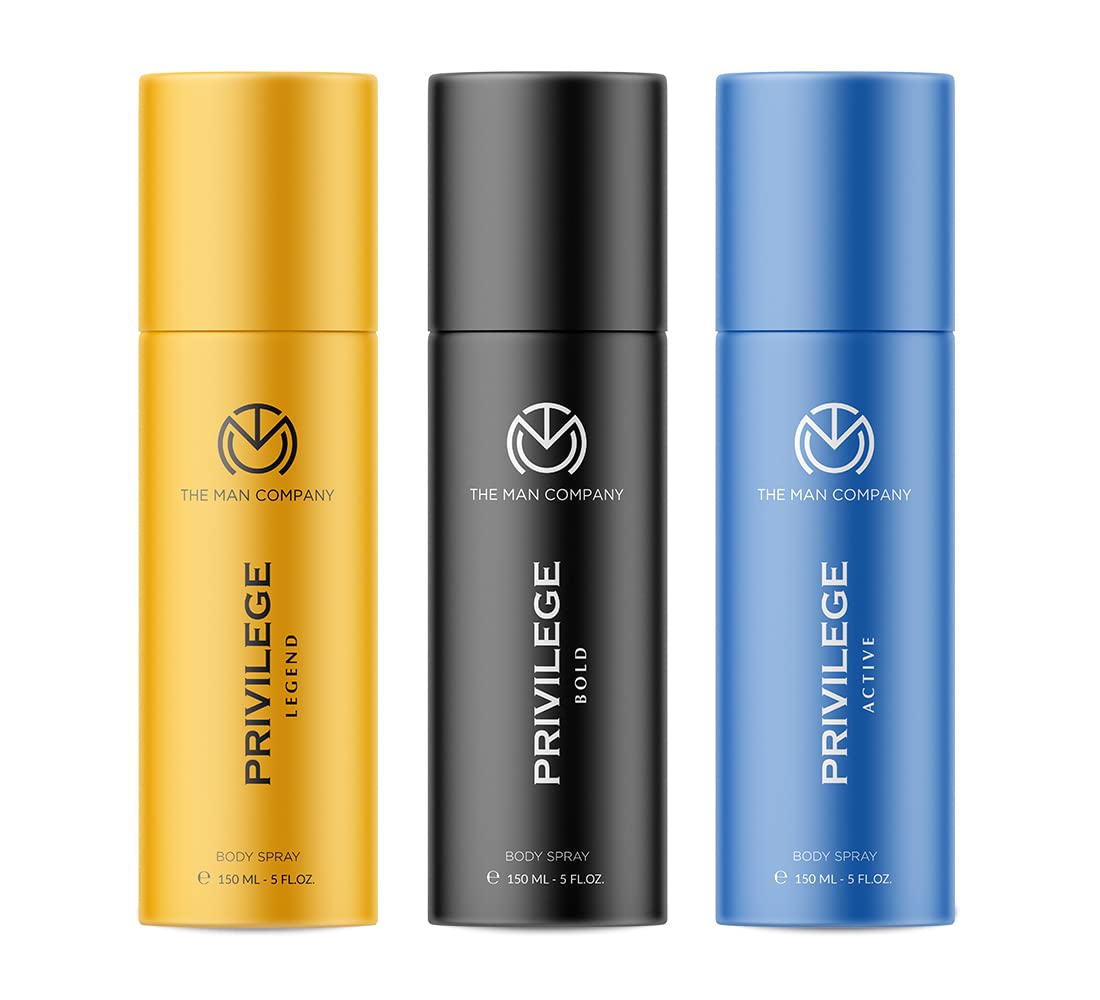 The Man Company Privilege Liquid Deodorants For Man Active, Bold & Legend, Premium Long Lasting Fragrance, Everyday Use Deo Trio Pack (150Ml*3) Sandalwood | Val