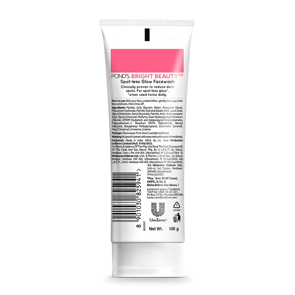 POND'S Bright Beauty Spot-Less Glow Face Wash, 100G & Bb+ Natural Cream For All Skin Types, Instant Spot Coverage + Light Make Up Glow, Light, 18 G