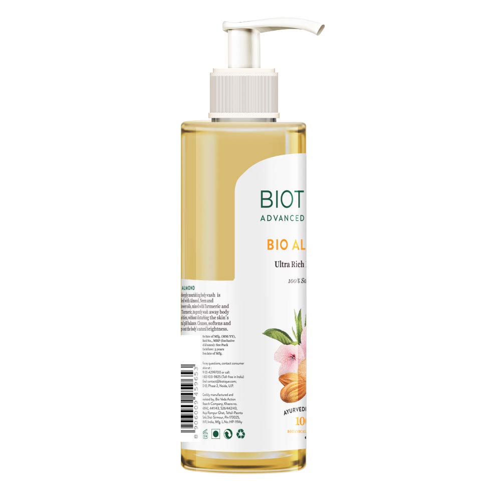 Biotique Almond Oil Ultra Rich Body Wash| Maintains Skin’s Natural pH |100% Botanical Extracts| Soap-Free Body Wash Suitable for All Skin Types | 200mL 200 ml (
