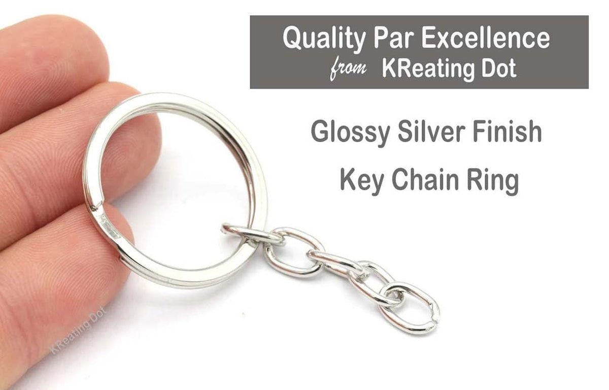20 Pieces Glossy Silver Finish 30MM Metal Keychain with a Jump Ring | Perfect DIY Craft Supply for Keys, Bags, Lanyards, Charms and Many More Purposes (KRBGK-02