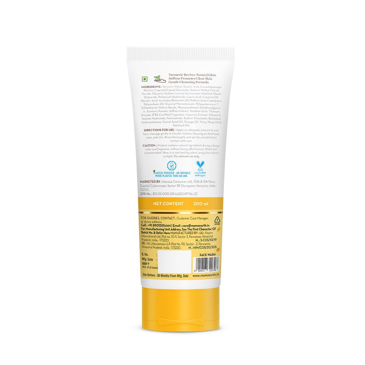 Mamaearth Ubtan Natural Glow Face Wash with Turmeric & Saffron for Tan Removal – 200 ml | Removes Tan | Brightens Skin