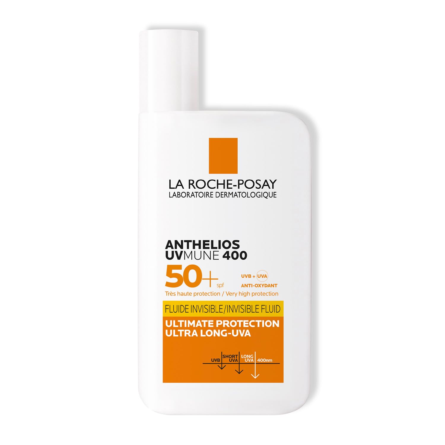 La Roche-Posay Anthelios Sunscreen UVMUNE400 Invisible Fluid SPF50 PA++++ Broad Spectrum UV Protection, Ultra-Lightweight, Non-Perfumed, for Sensitive Skin, 50 ml