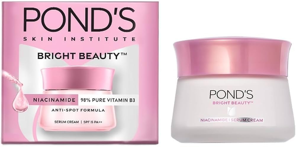 POND'S Bright Beauty Day Cream 35 g, Non-Oily, Mattifying Daily Face Moisturizer, SPF 15 - With Niacinamide to Lighten Dark Spots for Glowing Skin SPF 15 Day Cr