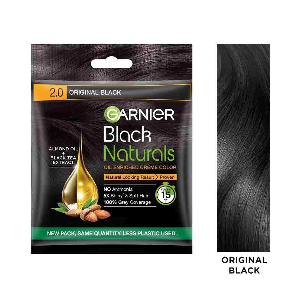 Garnier Black Naturals Hair Color, Shade-2 Original Black 20ml+20g [Pack of 12] 480g