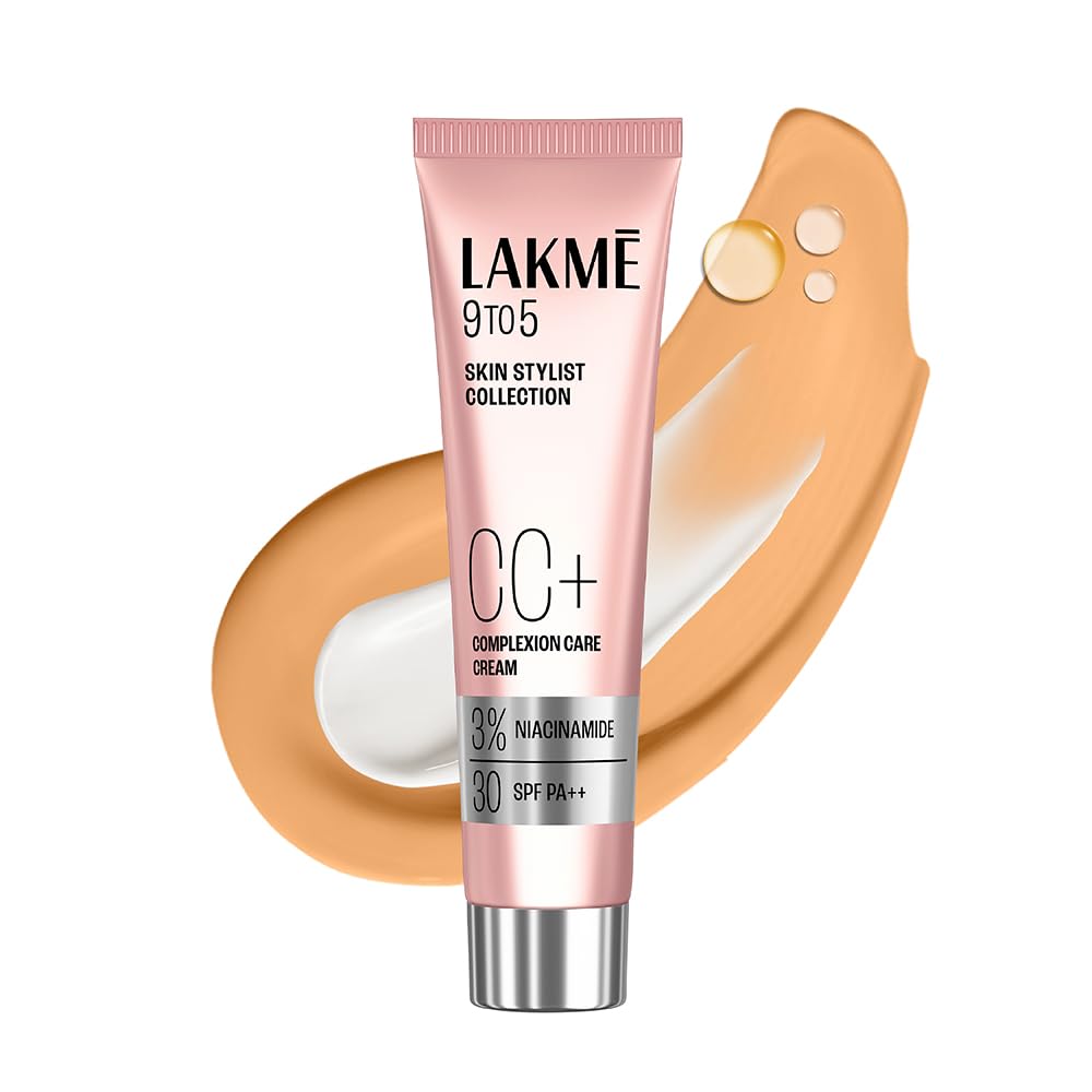 Lakme 9 to 5 CC Cream Honey with 3% Niacinamide Complex SPF30 PA++ | 90% lightweight moisturizing cream for Care & 10% Foundation for Care |Conceals Dark Spots|