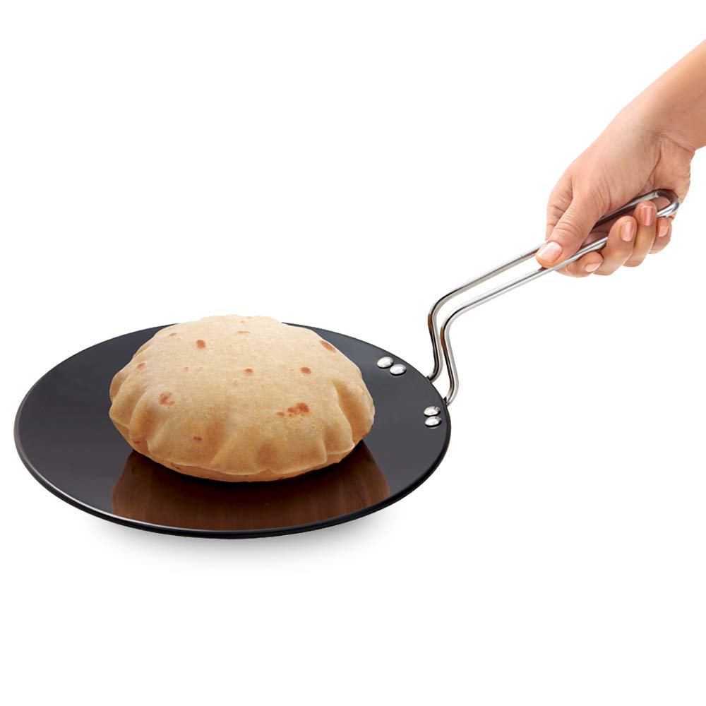 Hawkins Futura 24 cm Roti Tava, Hard Anodised Tawa, Induction Tawa, Black (IART24) 24 cm Hard Anodised Roti Tava
