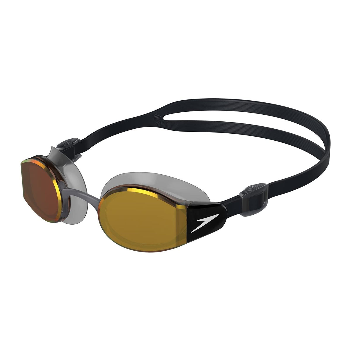 Speedo Unisex Adult Mariner Pro Mirror-Lens Swim Goggles - Black & Orange Black One Size