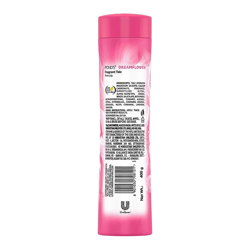 Pears Pure And Gentle Bathing Bar, 125g (Pack Of 8) & POND'S Dreamflower Fragrant Talcum Powder, Pink Lily, 400 g