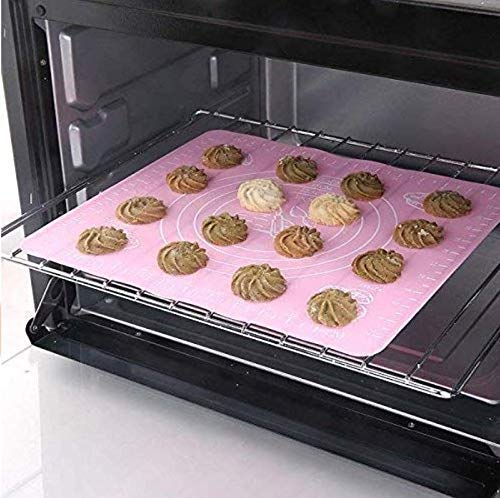 Sakoraware Reusable Heavy Quality Non-Stick Heat Resistant Silicon Kneading Dough Baking Measuring Mat Cake Fondant Rolling Sheet with Scale 50 x 40 cm (Random