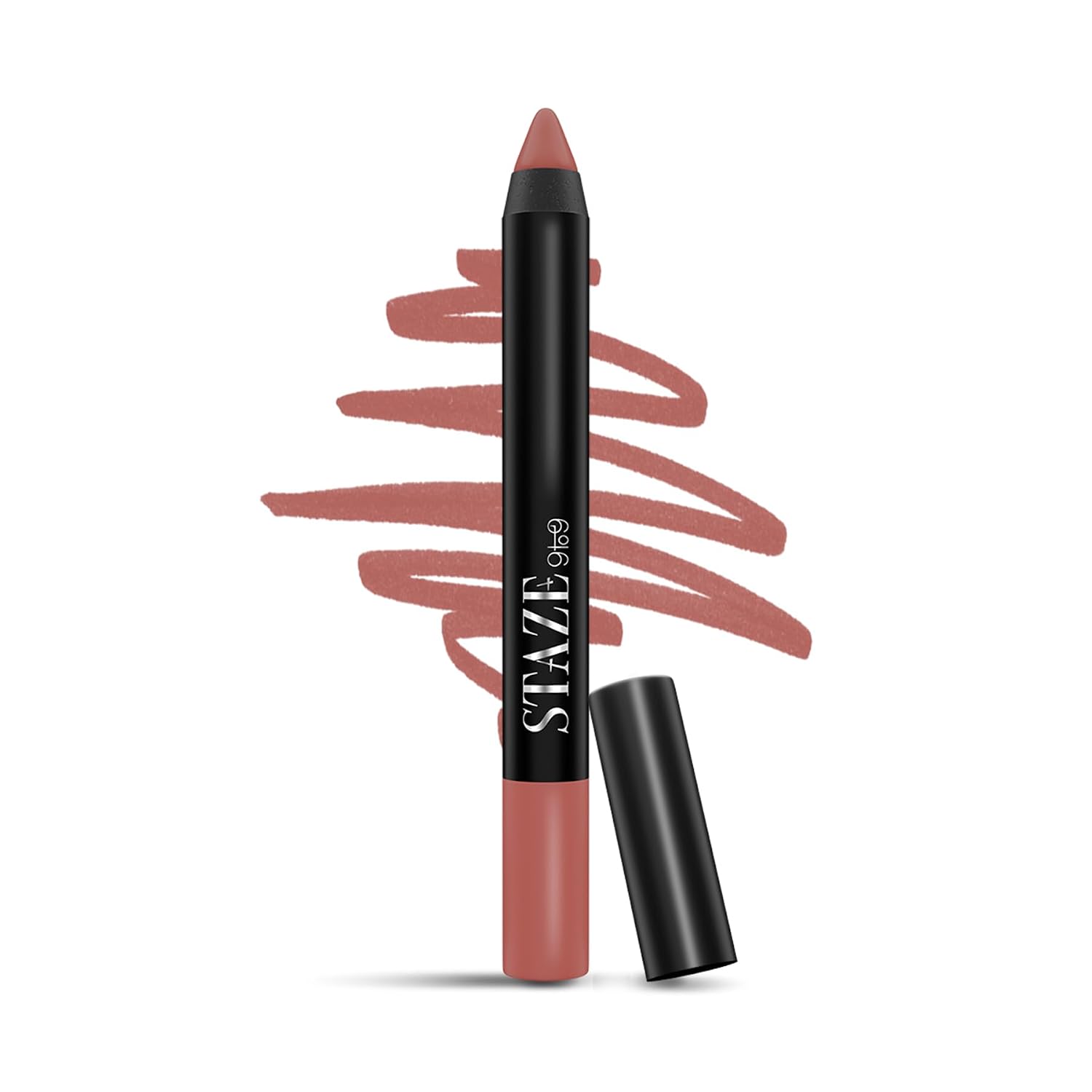Staze Pout On Lip Crayon Lipstick High Pigment Matte Finish Long-Lasting & Waterproof With Vitamin E & Jojoba Oil Smudgeproof Sharpenable Lip Crayon 01 Nude Whisper 3.5g