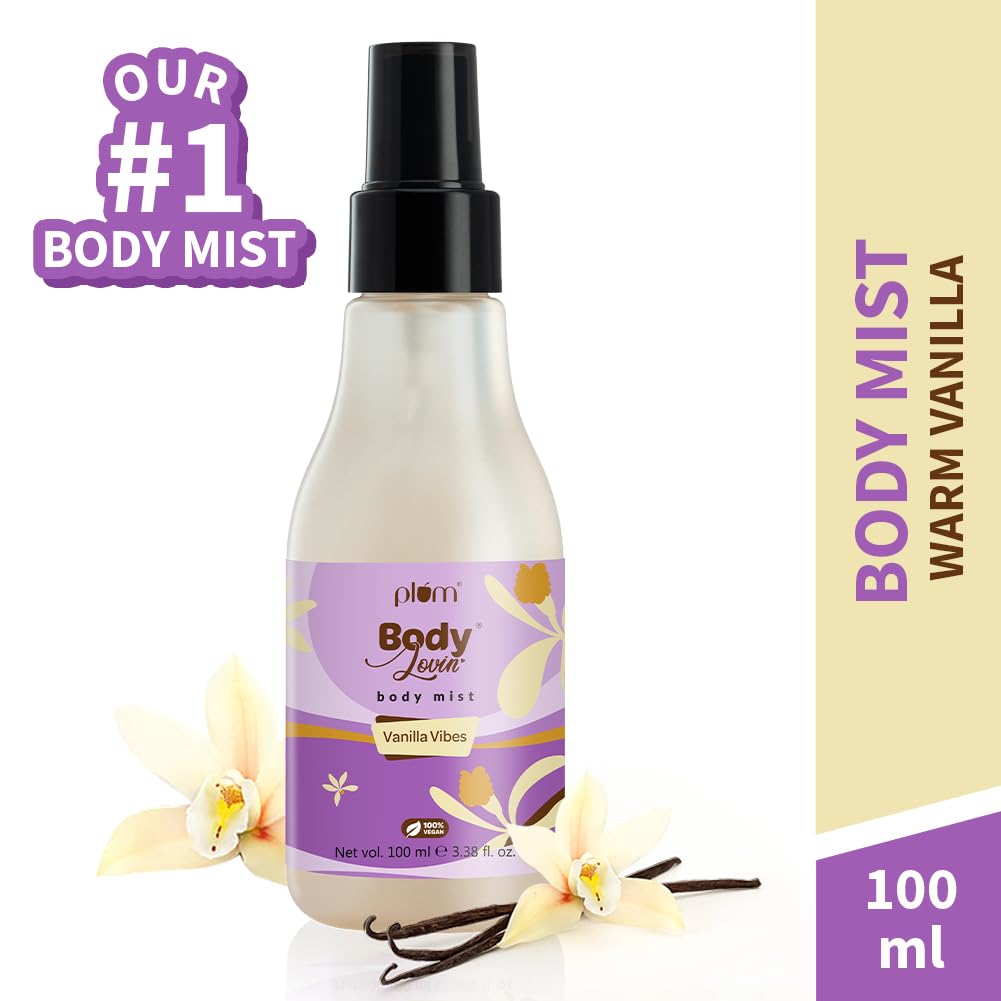 Plum Bodylovin' Vanilla Vibes Body Mist for Women | Long Lasting Vanilla Fragrance with Warm & Cozy Vanila Scent | High on Fun | Travel Friendly Perfume Body Sp
