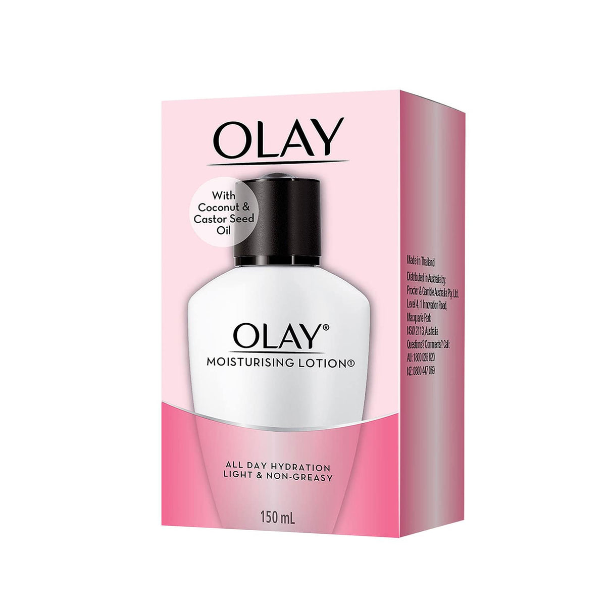 Olay Moisturising Lotion | Hydrates and Locks in Moisture | Light Weight and Non Greasy | With Coconut & Castor Seed Oil | Normal, Oily, Dry & Combination Skin