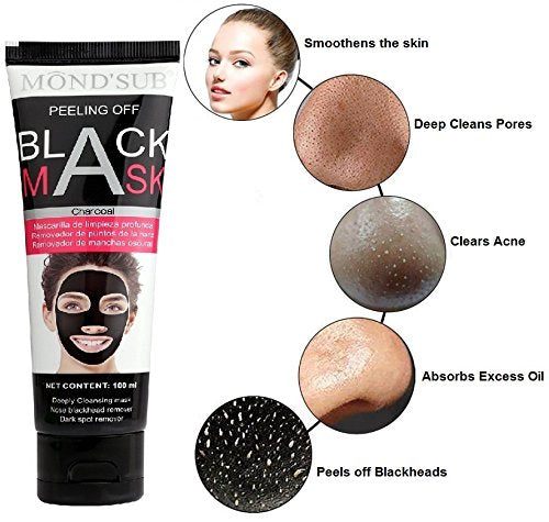Mond'sub Peel Off Charcoal Mask with Volcanic Soil for removal of Blackheads,Acne Treatment and Oil Control, Black, 200ml (Pack of 2) 100 ml (Pack of 2)
