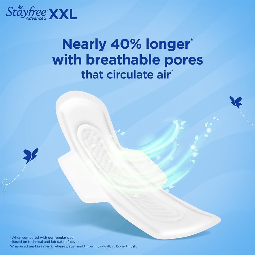 Stayfree Advanced XXL Ultra Soft Sanitary Pads for Women | 42 Soft Cotton Pads for All day Ultra Comfort | Locks Heavy flow | Prevent Rashes | Odour Control