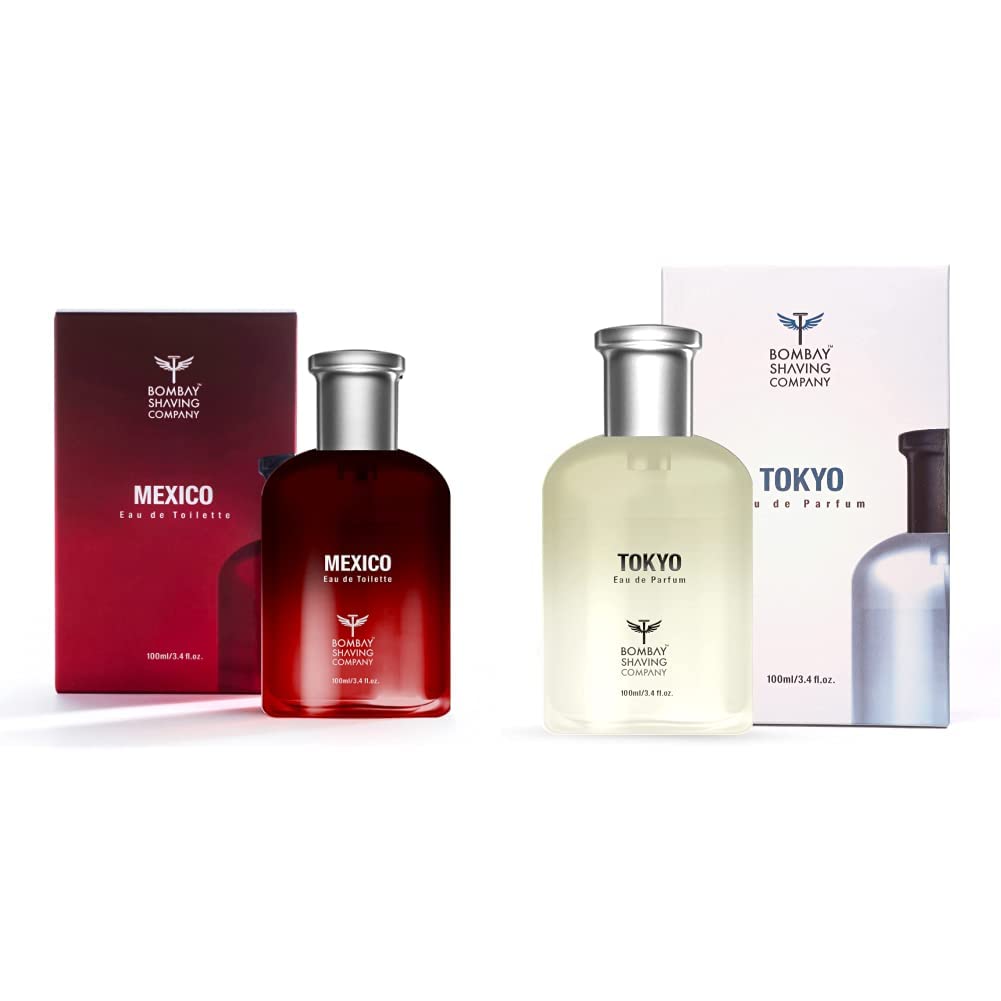 Bombay Shaving Company Mexico & Tokyo Liquid Perfume For Men, 100Ml - Rose Deodrant Black & Red+ Perfume Mexico & Tokyo