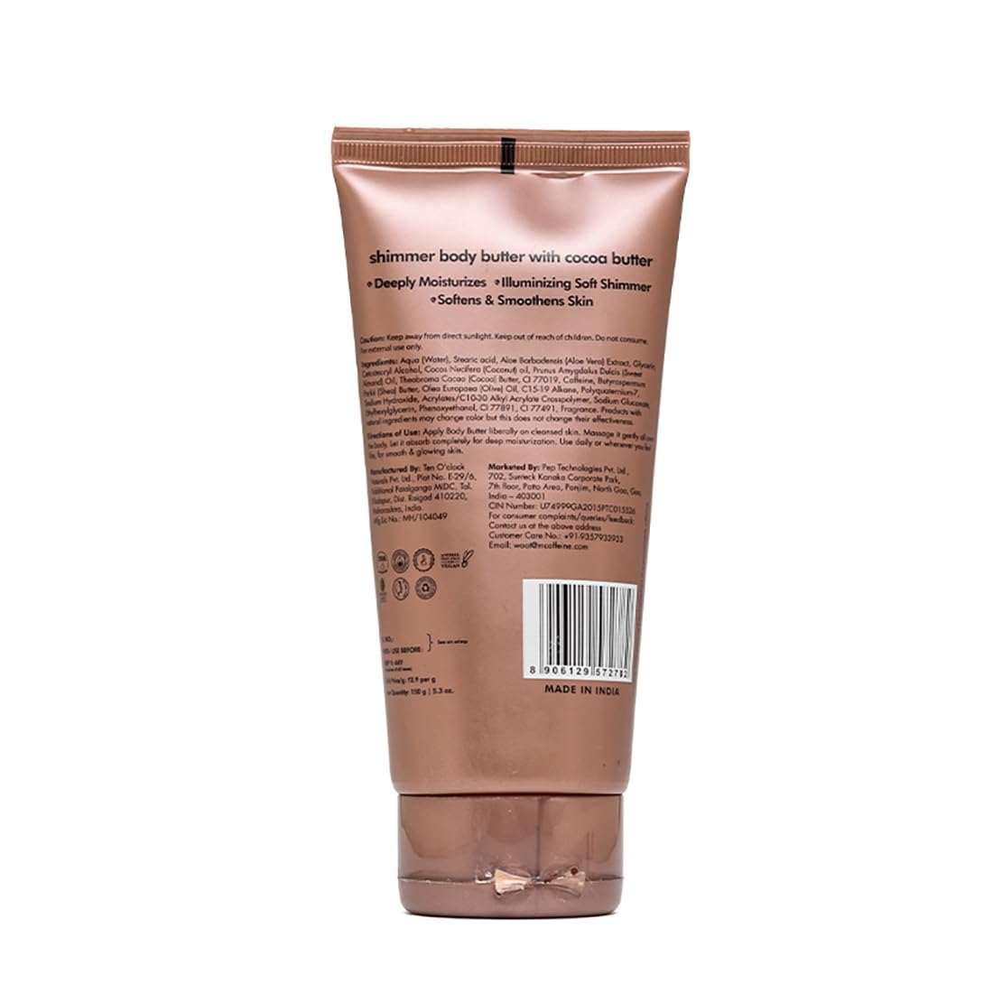 mCaffeine Shimmer Body Butter With Cocoa Butter For Shimmery & Glowing Skin (150 g) Chocolatey Aroma - Shimmer