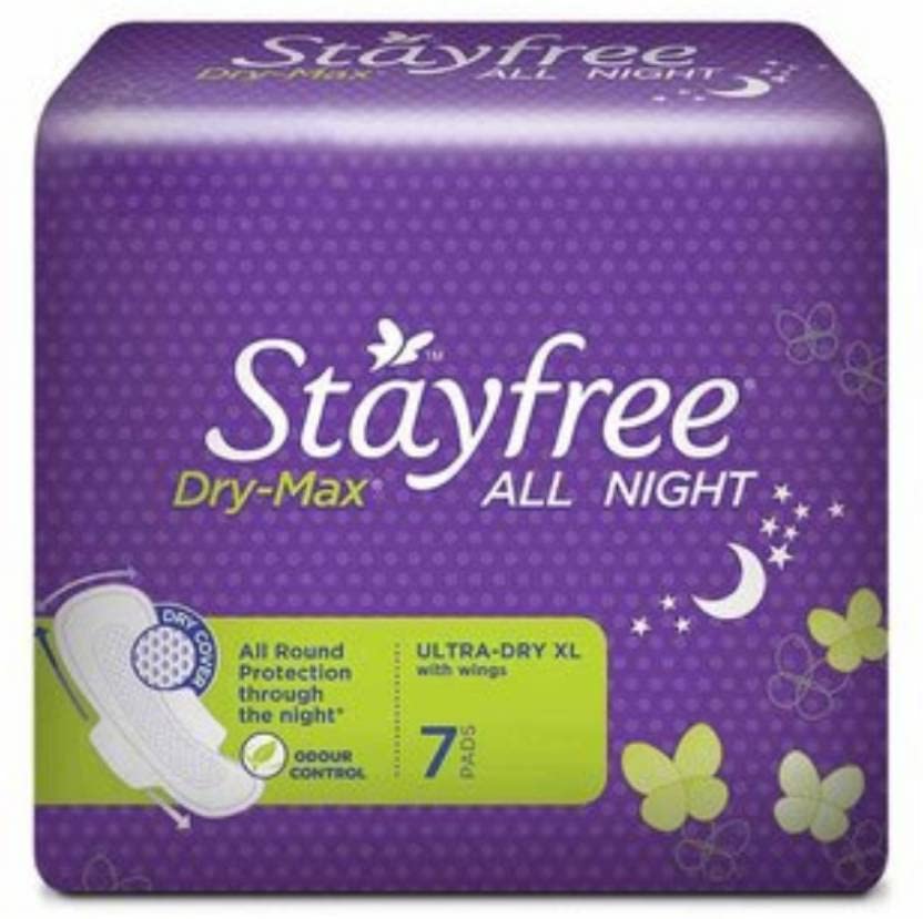 STAYFREE best Dry Max All Night Sanitary Pads (Extra Large Wings) Sanitary Pad (Pack of 7)