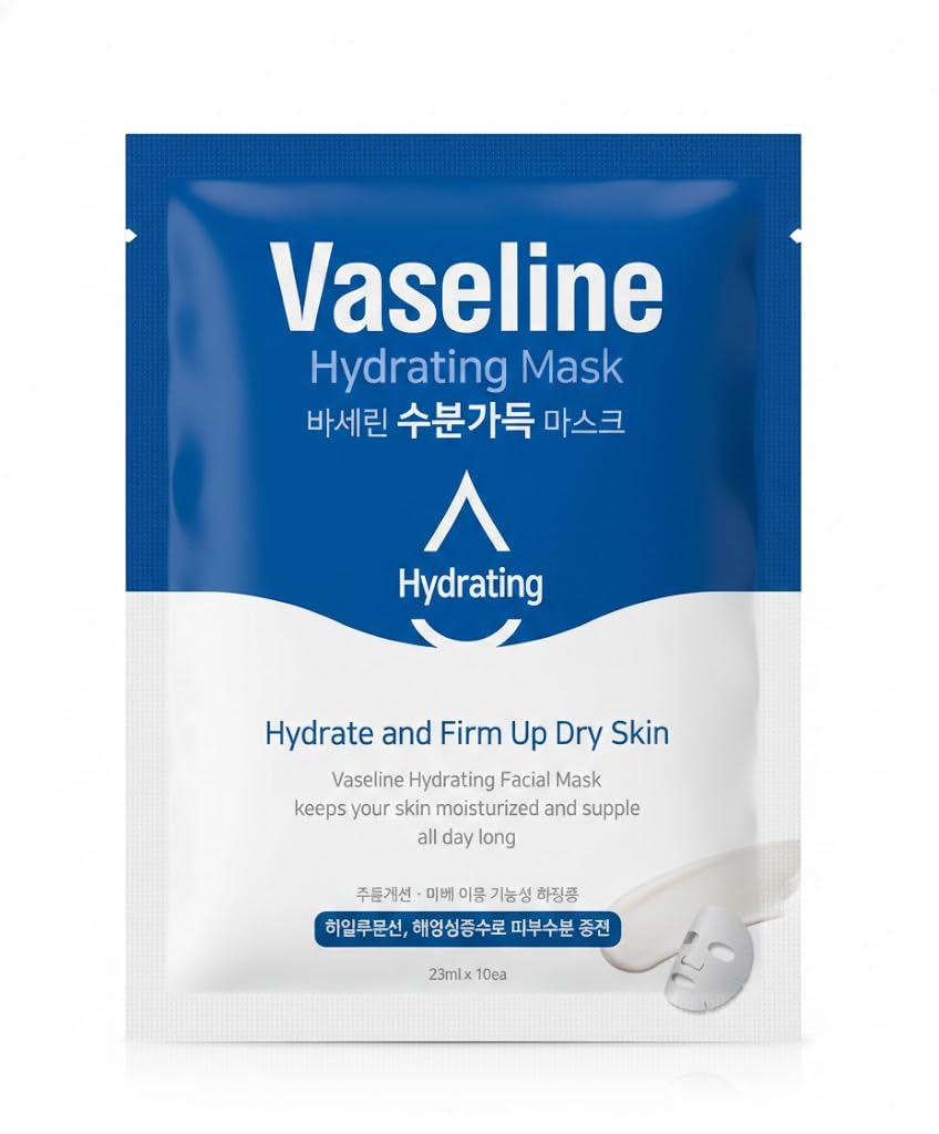 Vaseline Hydrating Sheet Mask for Dry Skin — Deep Moisture & Firming Face Mask, Hydrate and Firm Up Skin, Korean Facial Mask for Soft Smooth Glow, 23ml Single U