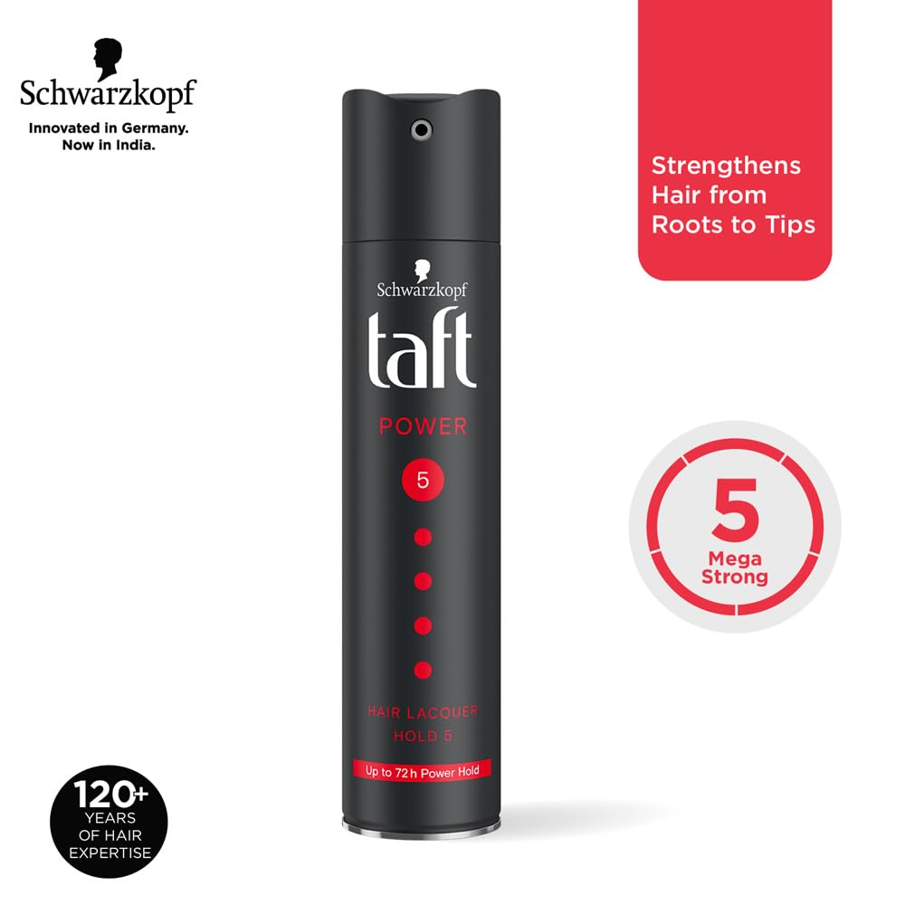TAFT Schwarzkopf Power Hair Lacquer Mega Strong 5 Spray -250 Ml (Pack of 2)