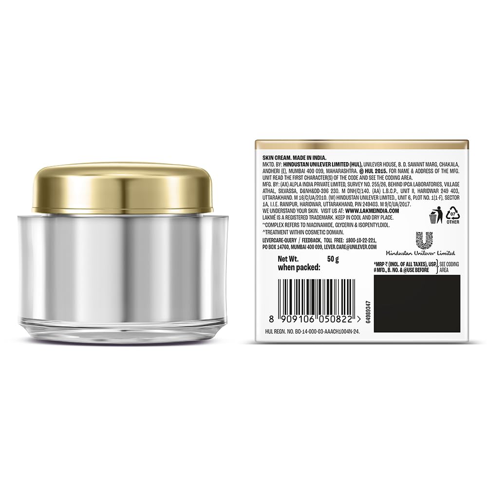 Lakme Absolute Perfect Radiance Brightening Night Cream 50 g|| Daily Repair Face Moisturizer for Illuminated|| Glowing Skin -With Glycerin & Niacinamide Night C