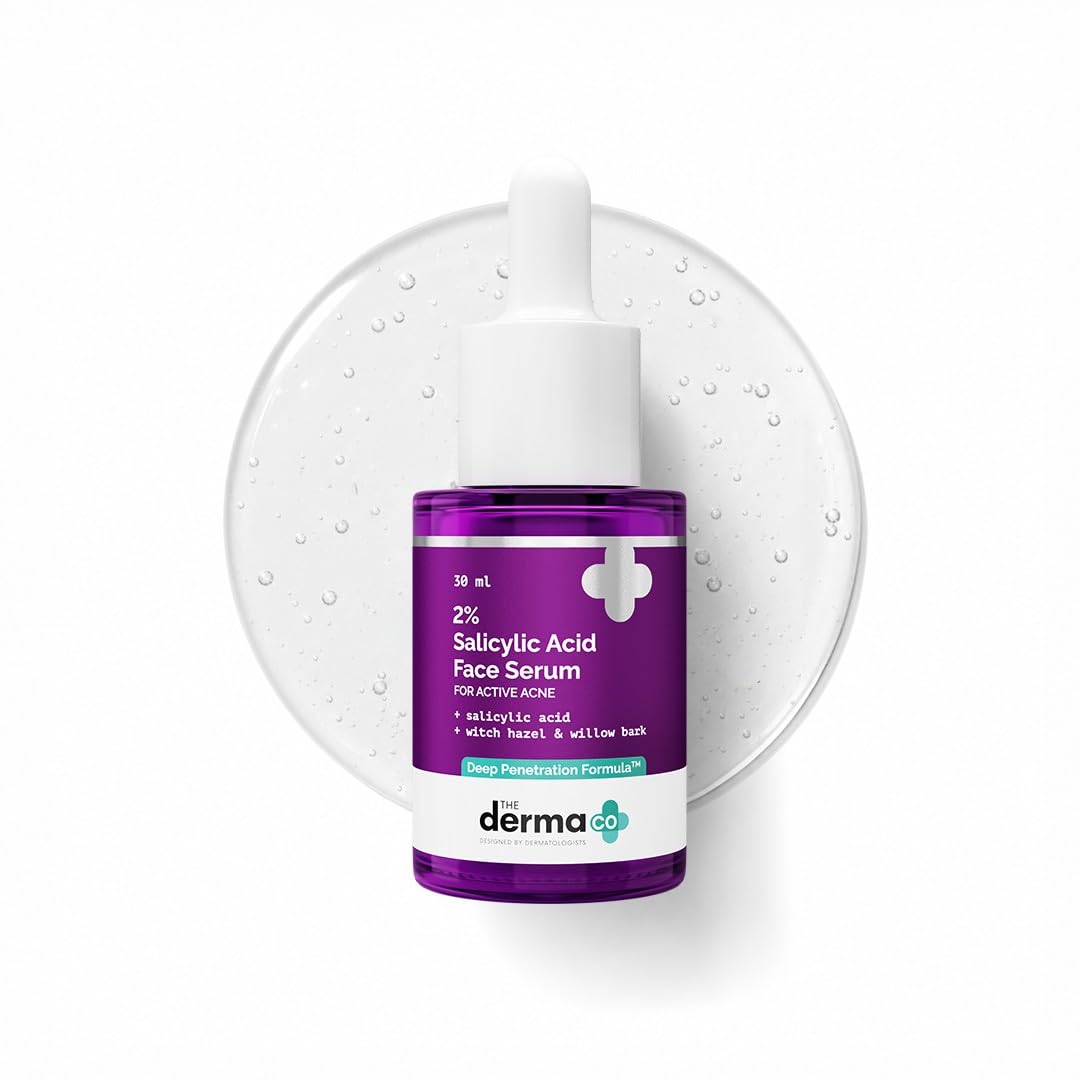 The Derma Co 2% Salicylic Acid Face Serum | Reduces acne & blackheads | Tightens pores | Exfoliates & soothes inflammation | 30 ml