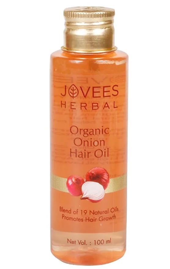 Jovees Herbal Organic Onion Hair Oil 100ML | Controls Hair Fall, Promotes Growth | Contains Onion Seed Oil, Olive oil, Sesame oil, Almond oil | Suitable for All