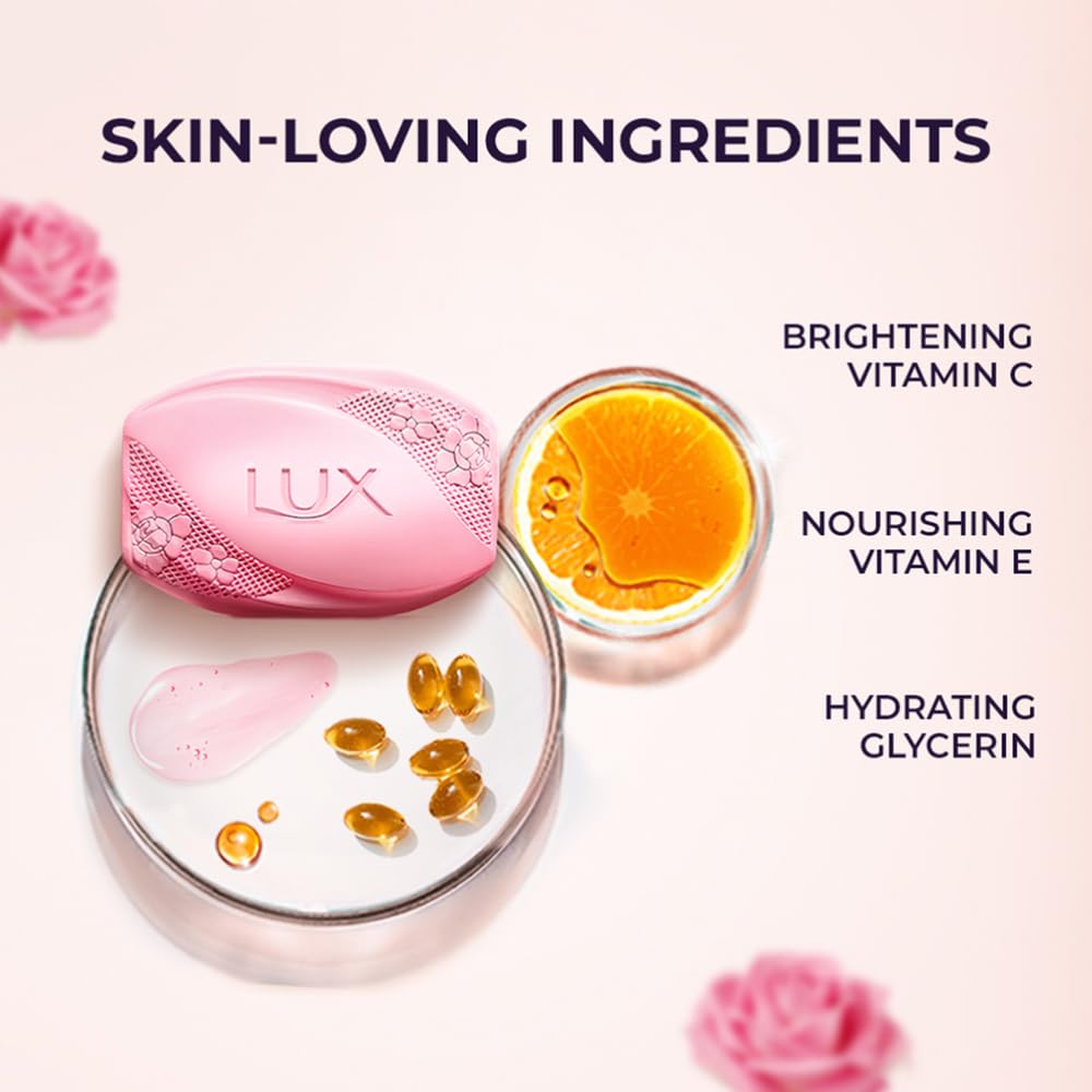 Lux Radiant Glow Bathing Soap infused with Vitamin C & E For Superior Glow Offer Pack of 8 x 150g 1.2 kg (Pack of 1)