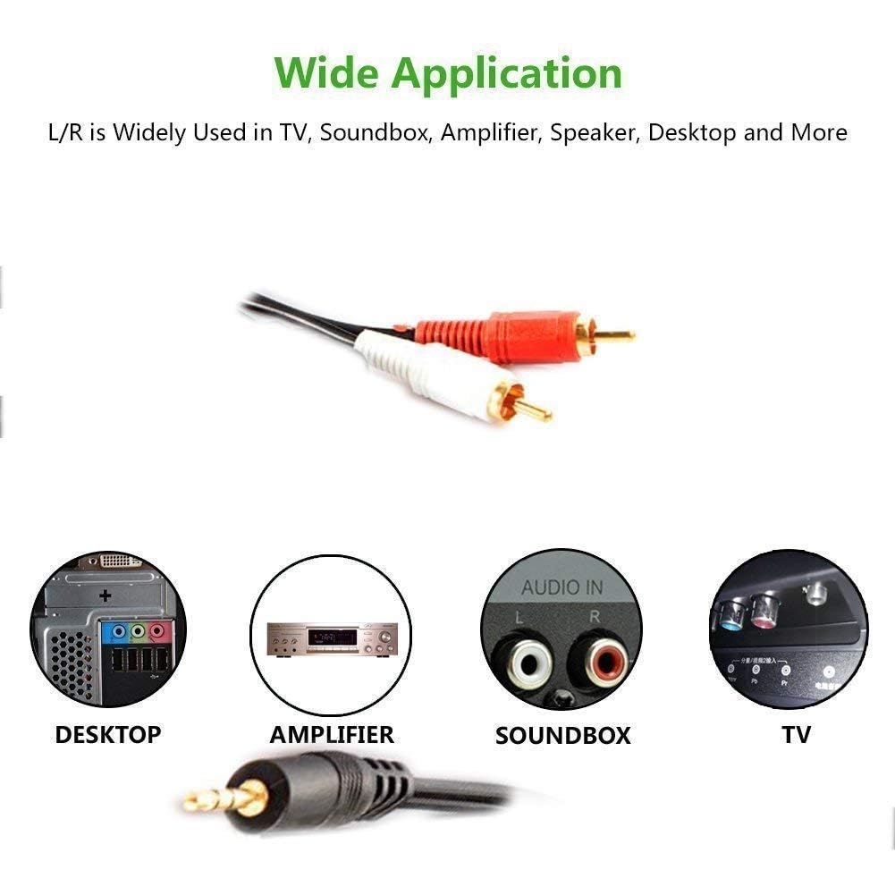 3.5mm to 2-Male RCA Adapter Cable (1.5 Meter) – AUX to RCA Audio Connector for Stereo, Speaker, TV & Audio Devices – Gold-Plated Plugs for Clear Sound Transmiss