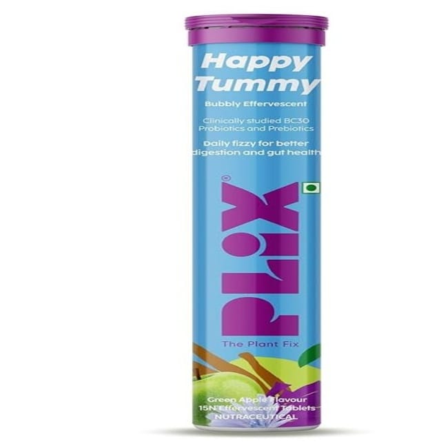 Plix - Happy Tummy Bubbly Effervescent Green Apple Flavour Tablets (15N)