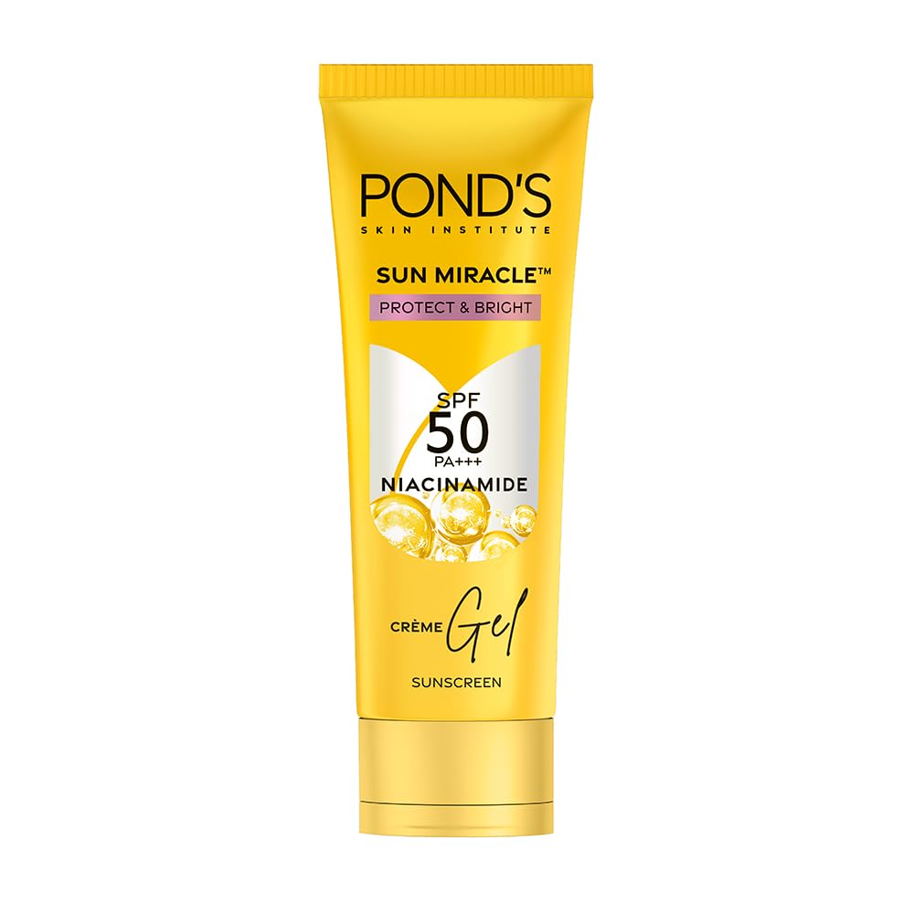 POND’S Sun Miracle SPF 50 PA+++ Crème Gel Sunscreen-Protect & Bright, With 3% Niacinamide, Fade Dark Spots in 4 Weeks, Lightweight, No White Cast 100g
