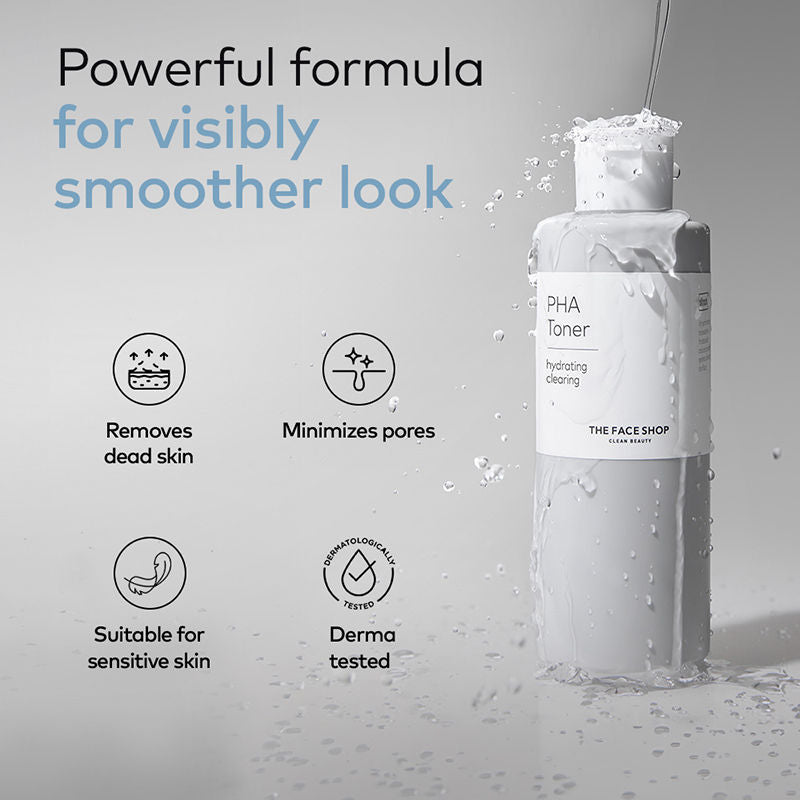 The Face Shop PHA Toner with Hyaluronic Acid – Liquid Exfoliant & Hydrates Skin to Improve Texture (200ml)