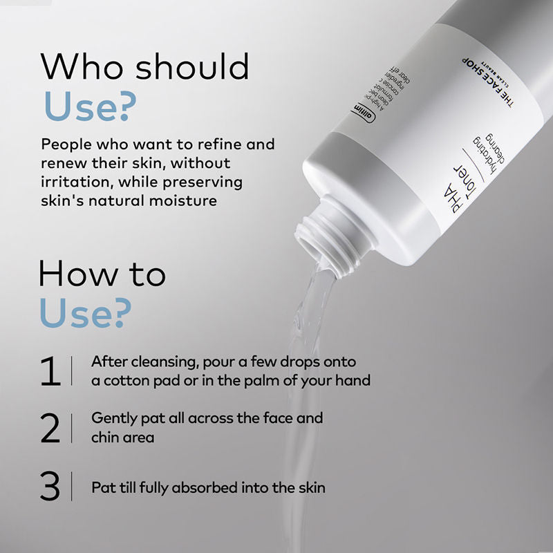 The Face Shop PHA Toner with Hyaluronic Acid – Liquid Exfoliant & Hydrates Skin to Improve Texture (200ml)