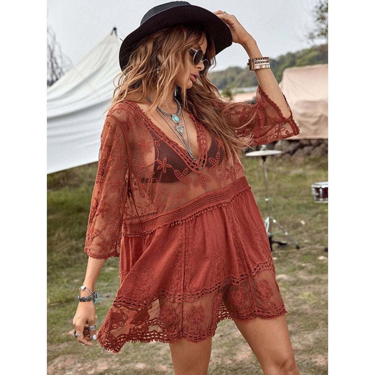 Addery Brown Serenity Sarong Dress · Free Size